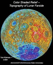 冯-卡门撞击坑在月球上的位置，图片来源：NASA